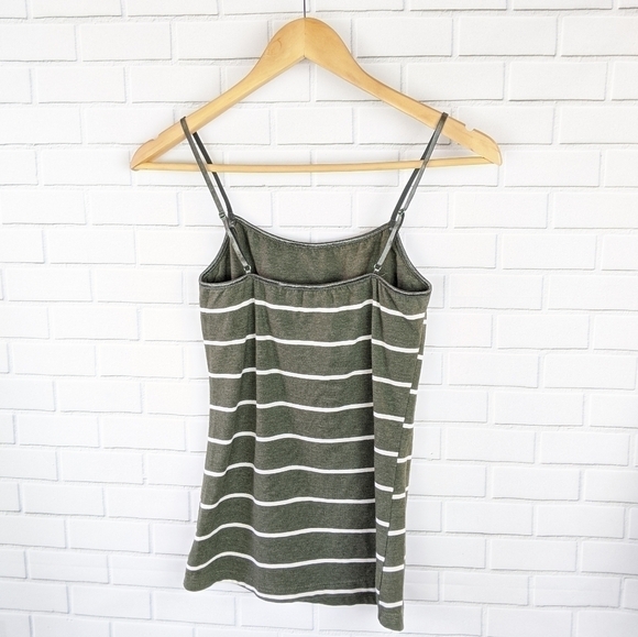 Green White Striped Bronze/Silver Sequins Camisole Women's Medium - Picture 3 of 4